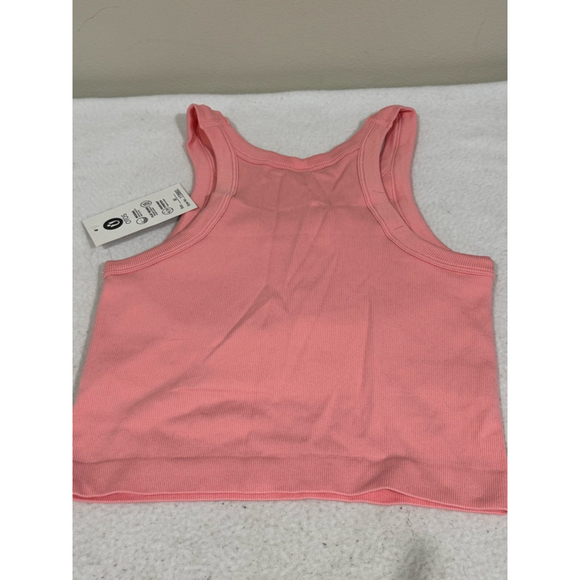 Women's OTOS activewear ribbed cropped Tank Top sportsbra Size M Peach - Picture 2 of 9